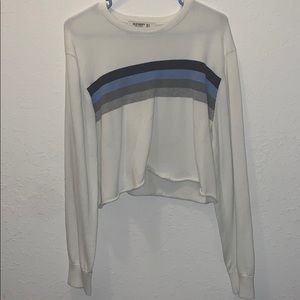 White Sweater with Blue Stripes